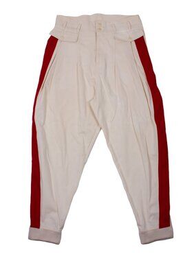 MAISON MARTIN MARGIELA SS21 White Cotton Red Side Strip Pants Sz IT 46